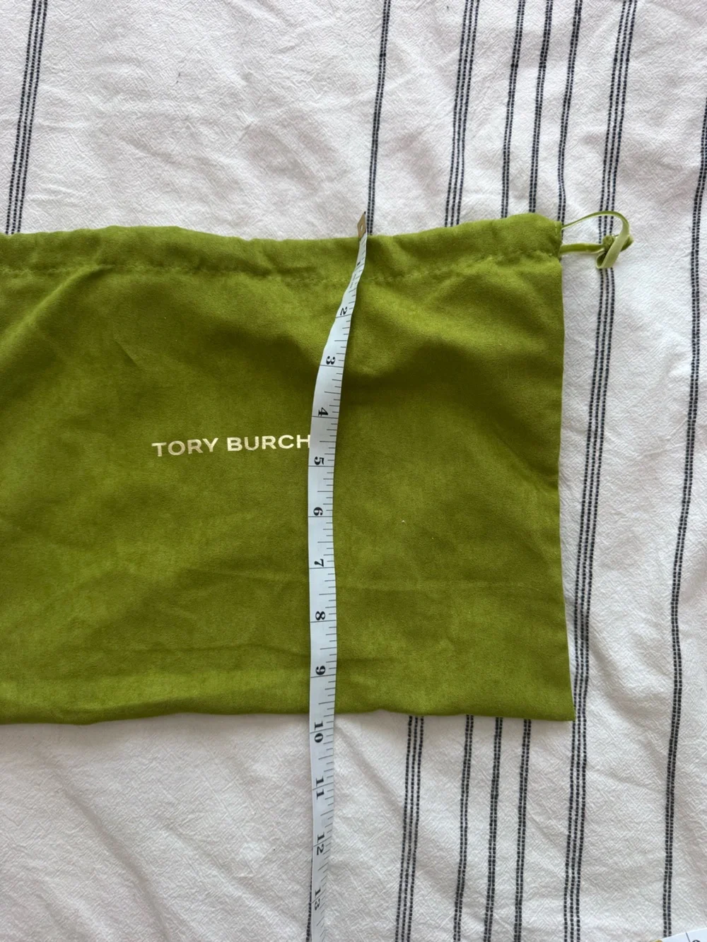 Tory Burch Olive Suede Drawstring Pouch